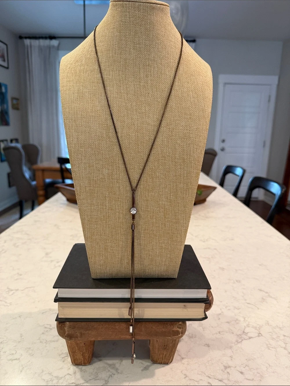 White House Black Market Brown Tone Necklace with Crystal